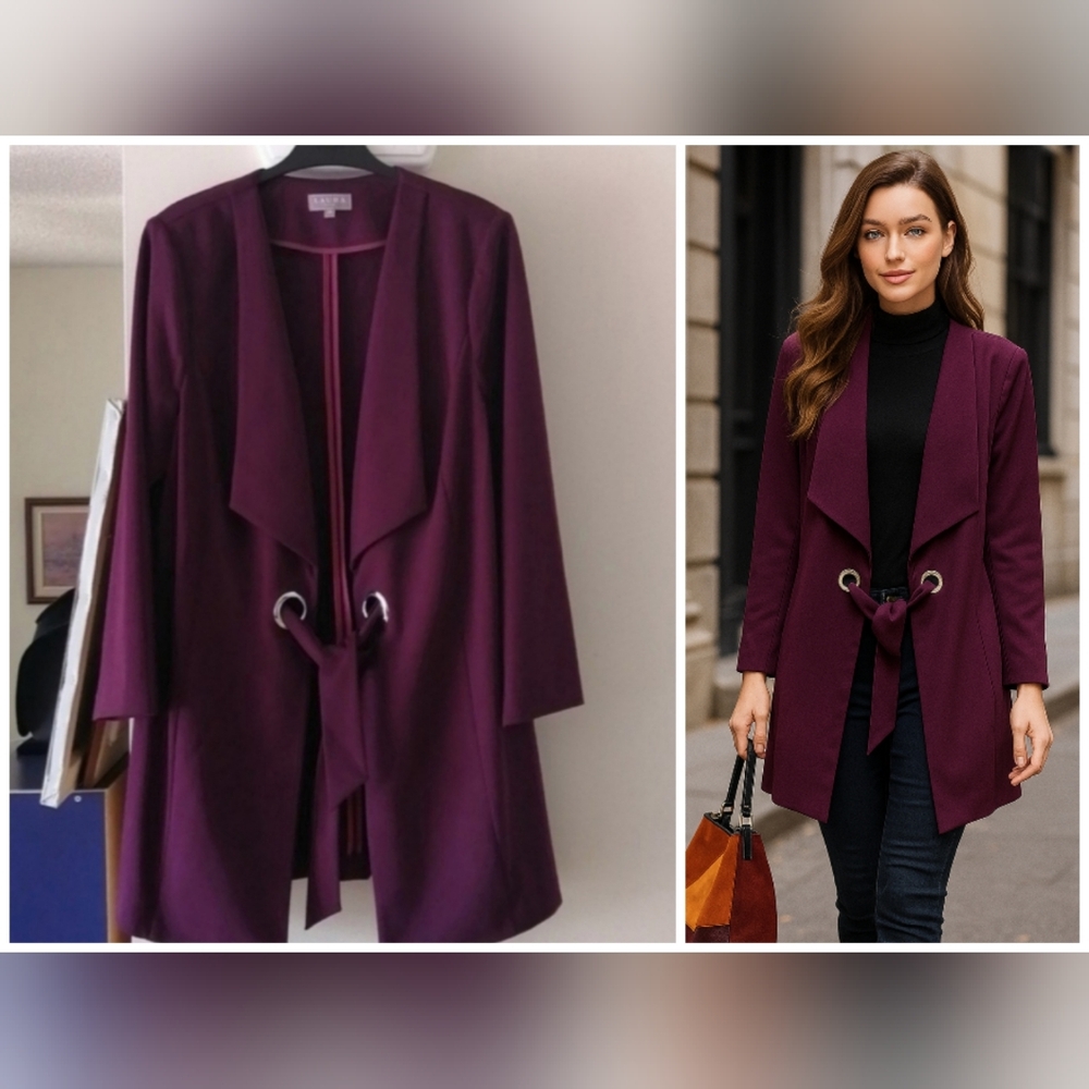 NWOT Laura Ponte de Roma Tie Detail Jacket Purple Colour Business Casual Trendy